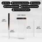 Dodoko Reusable Boba Cup and Straw Boba Tea Cup Bubble Tea Cup Reusable Iced Coffee Cup Cold Coffee Cup Smoothie Cup with Lid and Straw Smoothie Cup to go Smoothie Tumbler 17 oz - Night Black