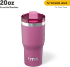 RTIC 20oz Essential Tumbler with Lid, Insulated, Stainless Steel, Metal, Double Wall Vacuum-Insulation, Ceramic Lined, Travel Cup for Iced Coffee, Tea, Hot and Cold Drink, Orchid