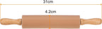 HARFINGTON Silicone Rolling Pins for Baking 12.2 Inch Non-Stick Silicone Surface Wooden Handle Rolling Pin Small Roller Playdough Rolling Pins for Fondant Kitchen Dough Pizza, Brown