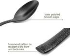 Silverware Set Flatware Set Matte Black Stainless Steel Forged Hammered Cutlery Set Heavy 40 Pieces Service for 8