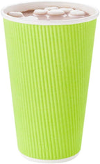 Restaurantware 12 Ounce Double Wall Disposable Coffee Cups, 500 Insulated Green Paper Tumblers with Rolled Rim Design, Lids Sold Separately for Hot Drinks like Tea, Hot Chocolate and More