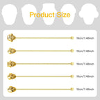 Skull Shape Swizzle Sticks, Reusable Stainless Steel Coffee Beverage Stirrers Cocktail, 5-Pack Drink Stir Sticks for Bar Party Home Office (Gold)