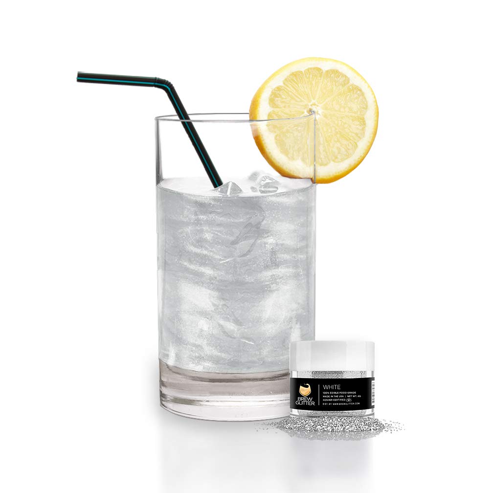 White BREW GLITTER Edible Glitter For Drinks, Cocktails, Beer, Garnish Glitter & Beverages | KOSHER & HALAL Certified | 100% Edible & Food Grade | Vegan, Gluten, Nut Free (50g, White)