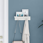 MKO Key Holder for Wall, Mail Organizer and Key Rack Wall Mount with Tray & 6 Hooks for Hallway (White)