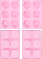 uxcell 4pcs Silicone Muffins Pan, 6 Cup Silicone Cupcake Pan Nonstick Baking Tray for Muffins, Cupcakes, Dishwasher Safe, Pink
