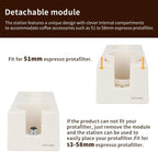 watchget Espresso Tamping Station, Plastic Espresso Organizer Box for 51/54/58mm Portafilter, Tamper, Distributor and Barista Accessories, Coffee Tamper Station, Ivory White