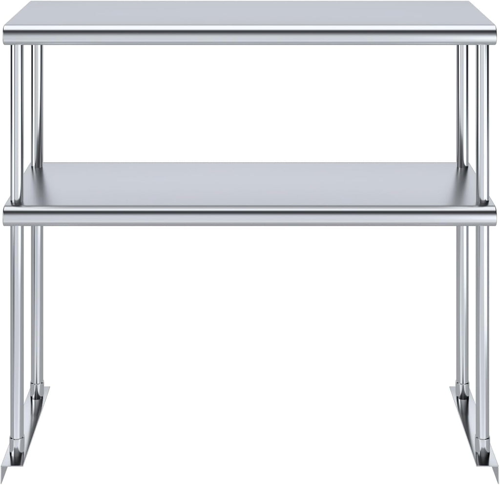 NSF Certified 18 Gauge Heavy Duty Stainless Steel Double overshelf with Brackets for Kitchens, Utility Rooms, Storage, Offices & Home