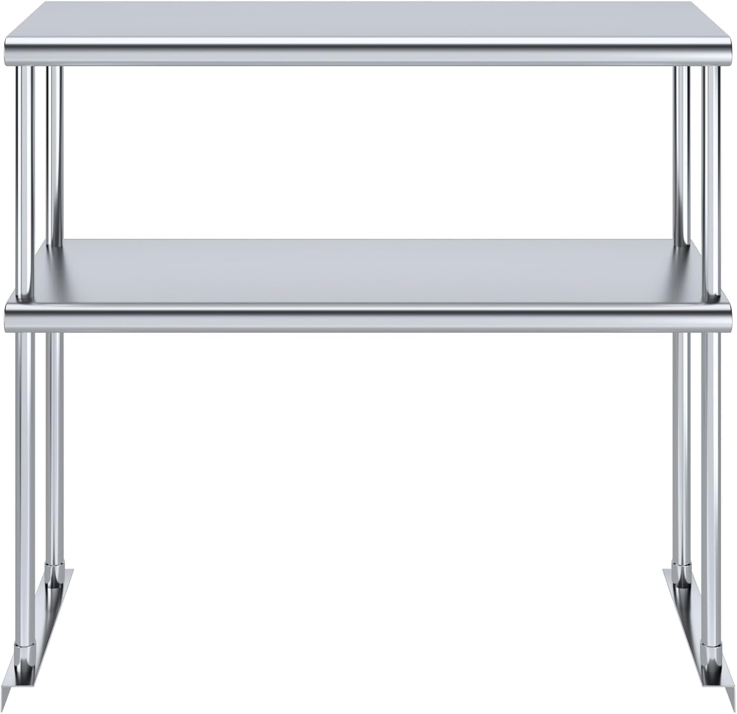 NSF Certified 18 Gauge Heavy Duty Stainless Steel Double overshelf with Brackets for Kitchens, Utility Rooms, Storage, Offices & Home
