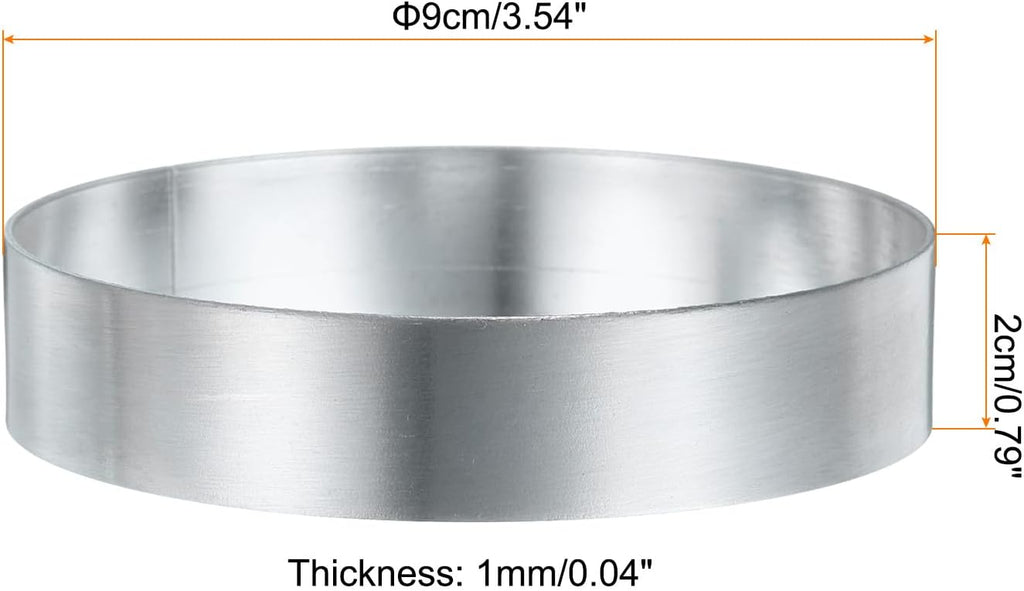 HARFINGTON Round Cake Ring 3.54 x 1 Inch Seamless Stainless Steel Pastry Mousse Dessert Ring Mirror Coating for Baking Cooking English Muffins Crumpet Making Tool