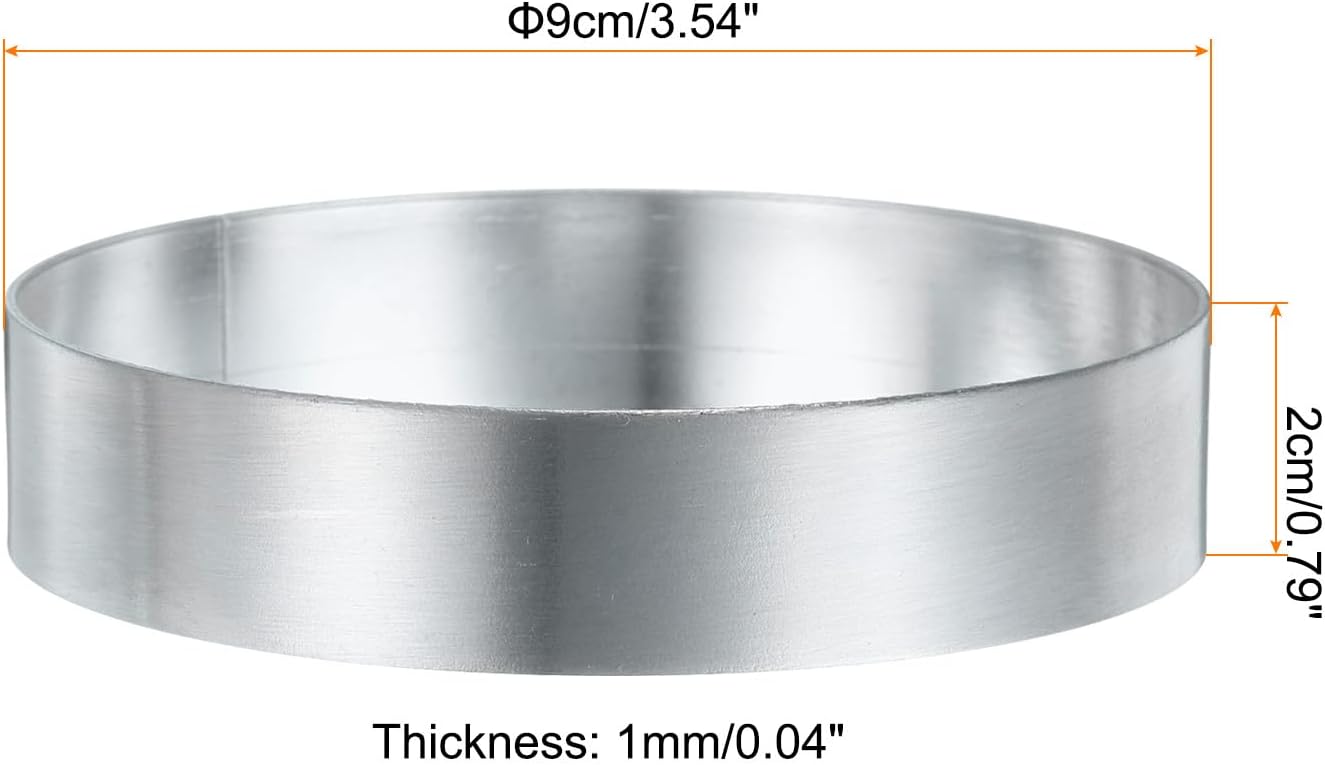 HARFINGTON Round Cake Ring 3.54 x 1 Inch Seamless Stainless Steel Pastry Mousse Dessert Ring Mirror Coating for Baking Cooking English Muffins Crumpet Making Tool