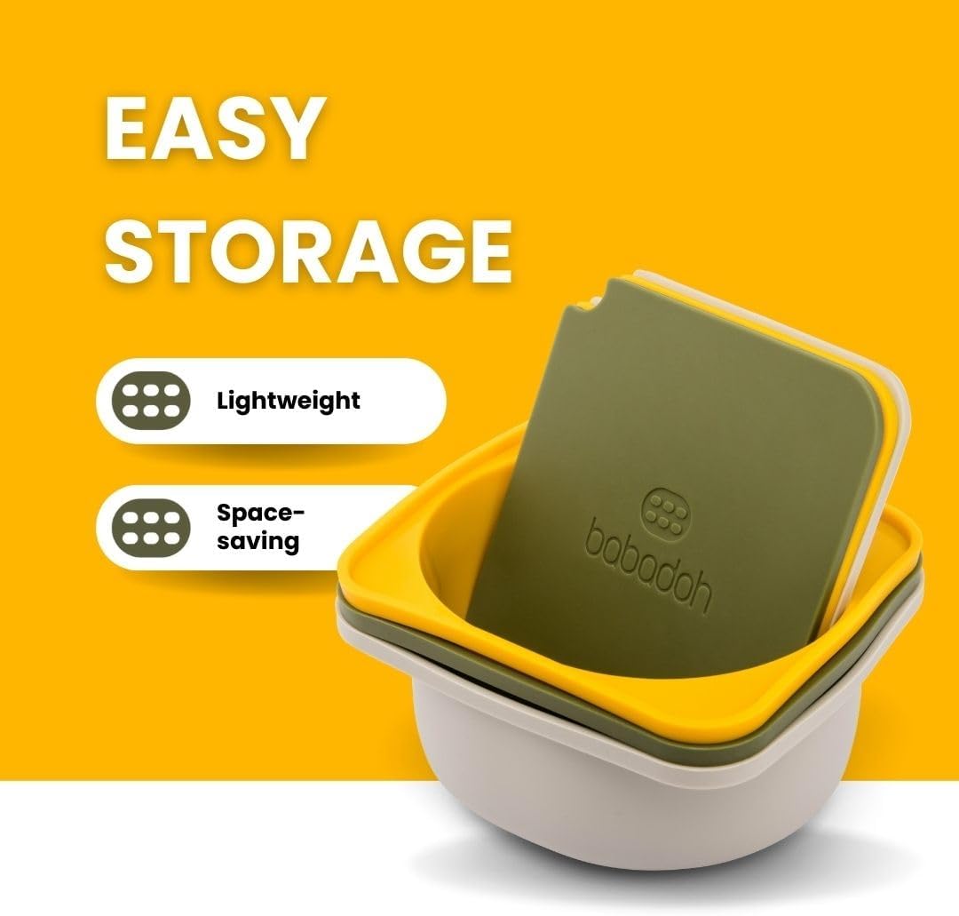 Babadoh Pizza Making Accessories | Pizza Dough Proofing Containers with Lids | Set of 3 | Multi Yellow (1 Dough, 1 Olive, 1 Yellow) | Original Size (make 12" Pizzas)