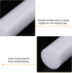 HARFINGTON Acrylic Clay Roller 9 Inch x 1 Inch Solid Non-Stick Plastic Round Tube Roller Polymer Clay Rod Fondant Rolling Pin for Shaping, Sculpting, Modeling DIY Crafts, White