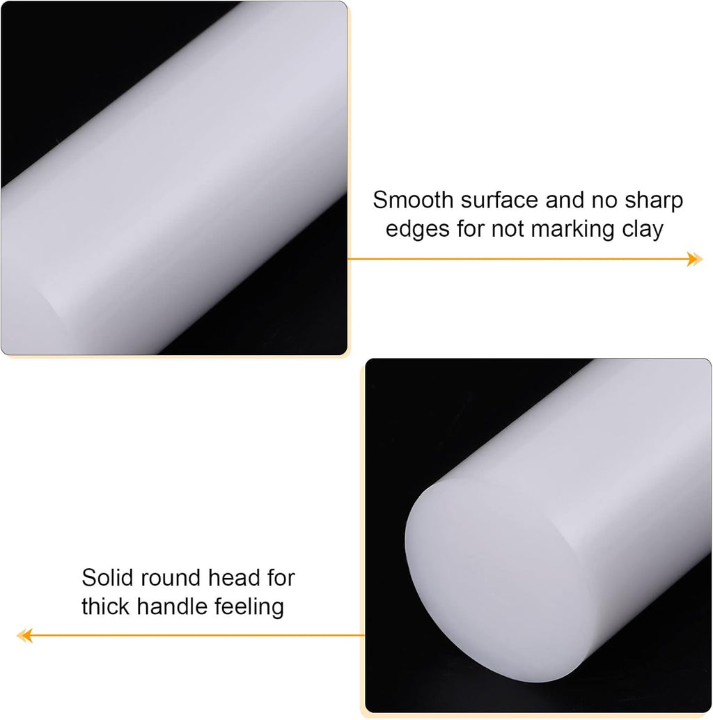 HARFINGTON Acrylic Clay Roller 6 Inch x 1 Inch Solid Non-Stick Plastic Round Tube Roller Polymer Clay Rod Fondant Rolling Pin for Shaping, Sculpting, Modeling DIY Crafts, White