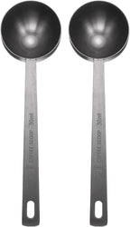 HARFINGTON 2pcs Coffee Scoop Spoon 2tbsp (6tsp, 30ml) 304 Stainless Steel Long Handle Teaspoon/Tablespoon Measuring Spoons Scoops for Tea Sugar Kitchen, Black