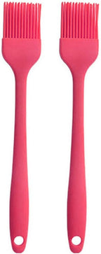Silicone brush, Oil Brush for BBQ Kitchen Cooking Baking and Grilling (2 PCS,Rose red)