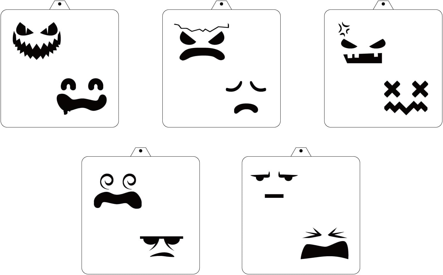 Halloween Ghost Faces Cookie Cutter and Stencil Set Bundle Kit PYO Cookies Paint Your Own Diy Bakery Fondant Sugar Happy Birthday Wedding Baby Candle Kids Painting Coloring Pages Comb (Ghost Faces)