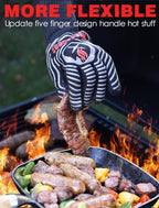 WEEDABEST Hot BBQ Gloves Heat Resistant Kitchen Oven Mitts Professional Long Heat Resistant Cooking Gloves for Grill,Grilling,Smoker,Barbeque,13.5 inch-Black