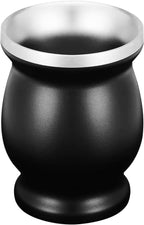 LA FEE Yerba Mate Natural Gourd/Tea Cup Set Brown (Original Traditional Mate Cup - 8 Ounces)，Includes Yerba Mate Straw & Cleaning Brush，Stainless Steel | Double-Walled | Easy to Clean (Black)