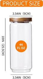 Glass Storage Jars with Wooden Lid Set of 3, 44 OZ High Borosilicate Glass Containers Kitchen Food Canisters s for Coffee Beans/Sugar/Noodles/Nuts/Cookies/Pasta