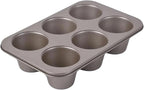 High Carbon Steel Popover Pan - 6-Cavity Non-Stick Tray Mold for Premium Stainless Steel Homemade Cupcakes, Muffins, Breads - Professional Grade for Bakery & Kitchen Oven(Golden)