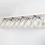 Cabinet Hook Mug Holder - Hanging Coffee Cup Rack for Kitchen, Under Cabinets Metal Hangers Organizer Shelf Storage Utensil (Black)