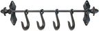 Sungmor Vintage Cast Iron Wall Hook Rack - Rustic Farmhouse Wall-Mounted Hanger for Coats, Keys, Mugs, Towels - Heavy Duty Decorative Organizer with 4 Removable Hooks