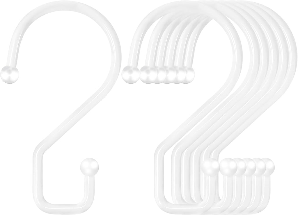 S Hooks, Small Metal S Hanging Hooks with 2 Shapes, Reversible, Heavy Duty, 3 Inch, White, 12 Pcs