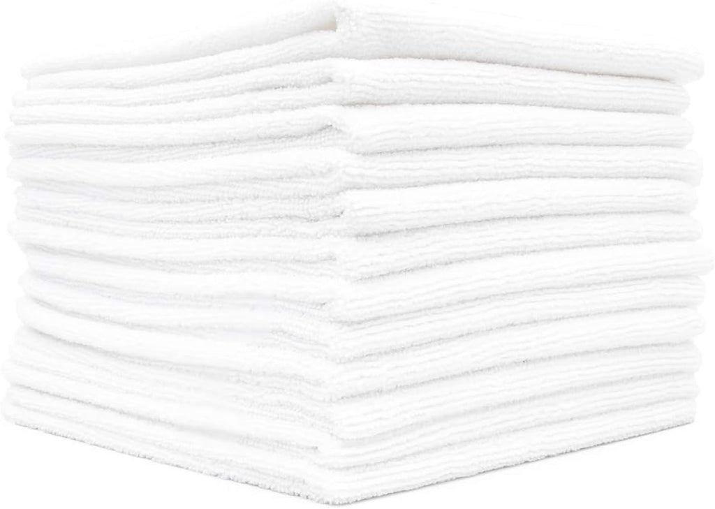The Rag Company - All-Purpose Microfiber Terry Cleaning Towels - Commercial Grade, Highly Absorbent, Lint-Free, Streak-Free, Kitchens, Bathrooms, Offices, 300gsm, 12in x 12in, White (12-Pack)