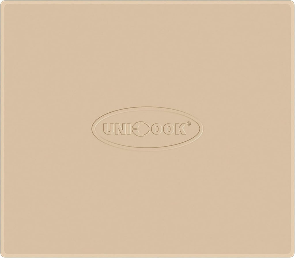 Unicook Pizza Stone for Oven and BBQ Grill, 12 x 11 Inch Rectangular Oven Grill Pizza Stone, Cordierite Baking Pan for Crispy Crusts, Thermal Shock Resistant, Including Dough Scraper