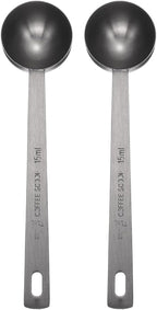 HARFINGTON 2pcs Coffee Scoop Spoon 1tbsp (3tsp, 15ml) 304 Stainless Steel Long Handle Teaspoon/Tablespoon Measuring Spoons Scoops for Tea Sugar Kitchen, Black