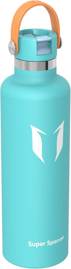 Super Sparrow Insulated Water Bottle - 17 Oz / 25 Oz / 32 Oz - Standard Mouth FlipFlow Flask - BPA Free, Leak Proof Drink Bottle- Ergonomic Straw Water Bottles for Work, Gym, Travel, Sports