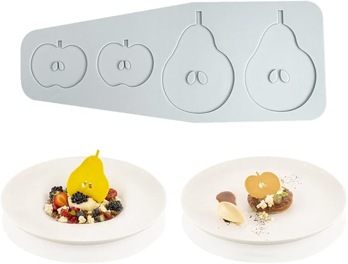 Hollow Leaf Silicone Mold Chocolate Candy 3D Hollow Leaf Candy Mold Food Cooking Meals Decorations Fondant Mold Polymer Clay Molds (Apple Pear B_9.96x4x0.12inch)