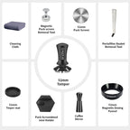51mm Espresso Accessories Kit, Spring Loaded Calibrated Tamper,mat，WDT Tool，Dosing Funnel，Puck Screen kit，Basket Removal Tool ，Cleaning ClothSet， Fits Espresso Coffee Machines and 51 mm Portafilters