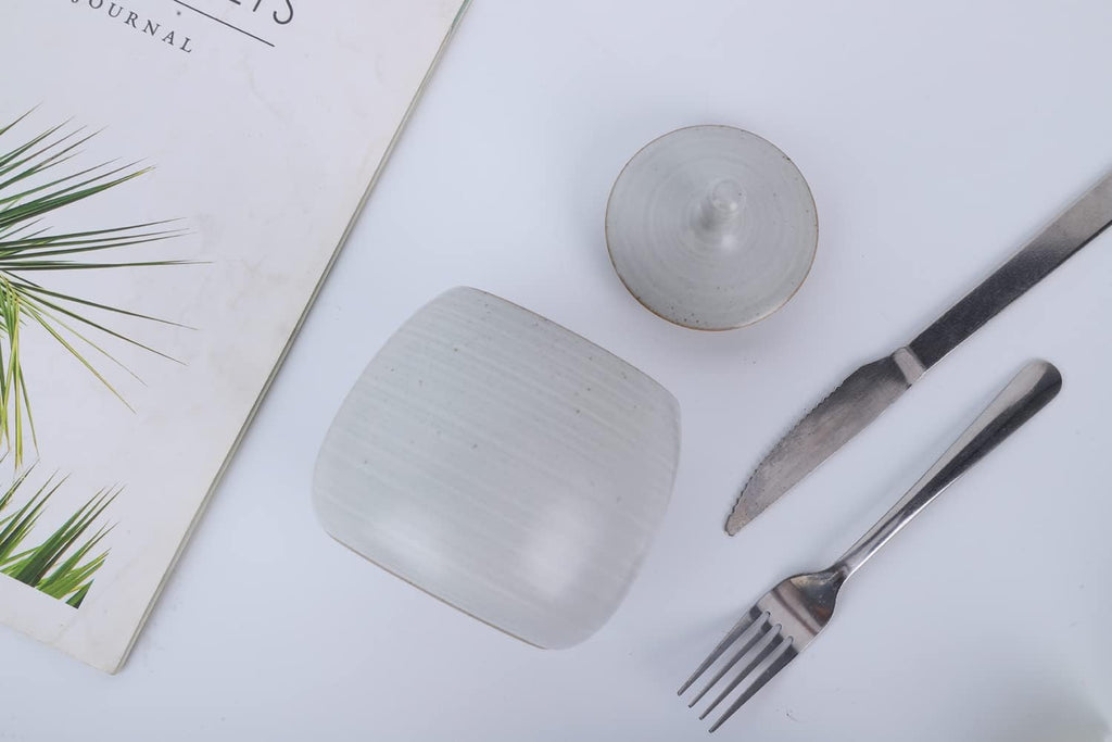 Kitchen Canisters Vintage Ceramic Food Storage Jar with Airtight Lid for Tea, Coffee, Herb, Sugar, Spice, Nuts (White)