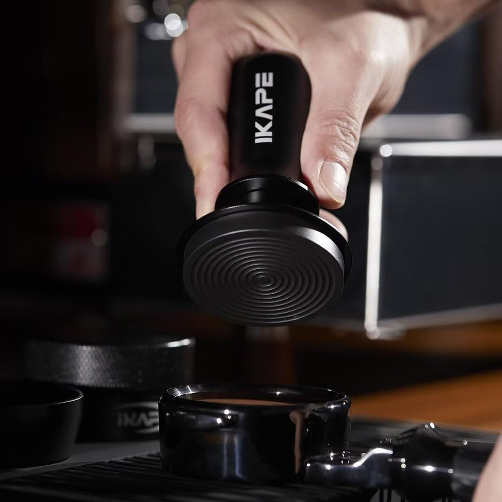 IKAPE 51mm Espresso Tamper, Spring-loaded Calibrated Tamper with Titanium Ripple Plating Base, Compatible with Over 51MM Espresso Bottomless Portafilter