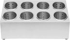 DYNAMI 8-Compartment Stainless Steel Utensil Holder,Commercial Perforated Silverware Holder,Cylinder Silverware Utensil Holder Flatware Organizer Countertop,for Restaurant Kitchen(8-Compartment)