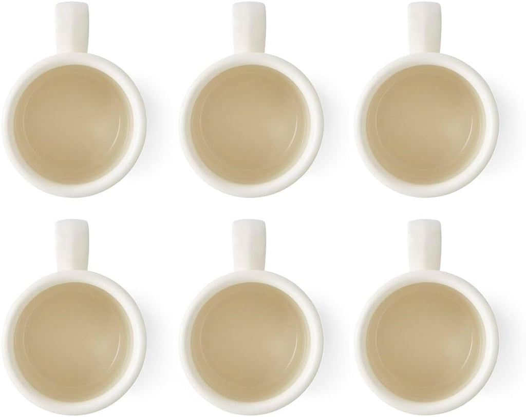 Portmerion Botanic Garden Meadow - 8.5oz Coffee Mug (Set of 6) | Assorted Florals with Colorful Laurel Leaf Border| Earthenware | Microwave & Dishwasher Safe | Breakfast Cups for Tea or Coffee