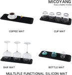 Silicone Dish Drying Mat for Multiple Usage,Easy clean,Eco-friendly,Heat-resistant Silicone Mat for Kitchen Counter,Sink,Bar,Bottle,or Cup Black M 17 inches x 6 inches