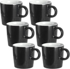 homEdge Mini Procelain Espresso Cup, 4 Ounces / 120 ml Tiny Ceramic Coffee Mugs Demitasse for Espresso, Tea- Set of 6, Black
