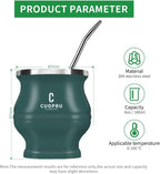 Stainless Steel Yerba Mate Cup and Set - 6.7 oz, Army Green, Modern Design