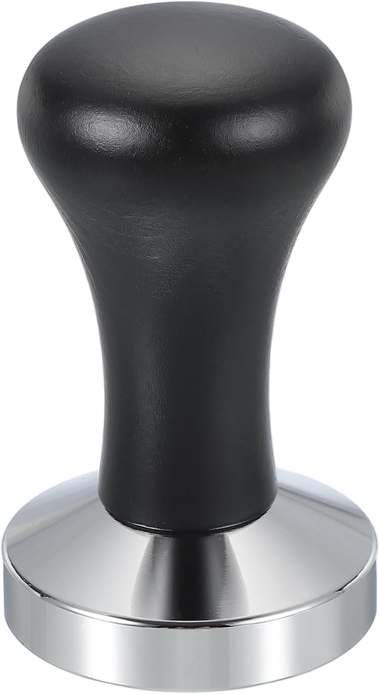 uxcell 53mm Coffee Tamper, Stainless Steel Espresso Press Tamper, Espresso Tamper with Wooden Handle Suitable for Coffee Shop, Restaurant Bar, Bakery (Black)