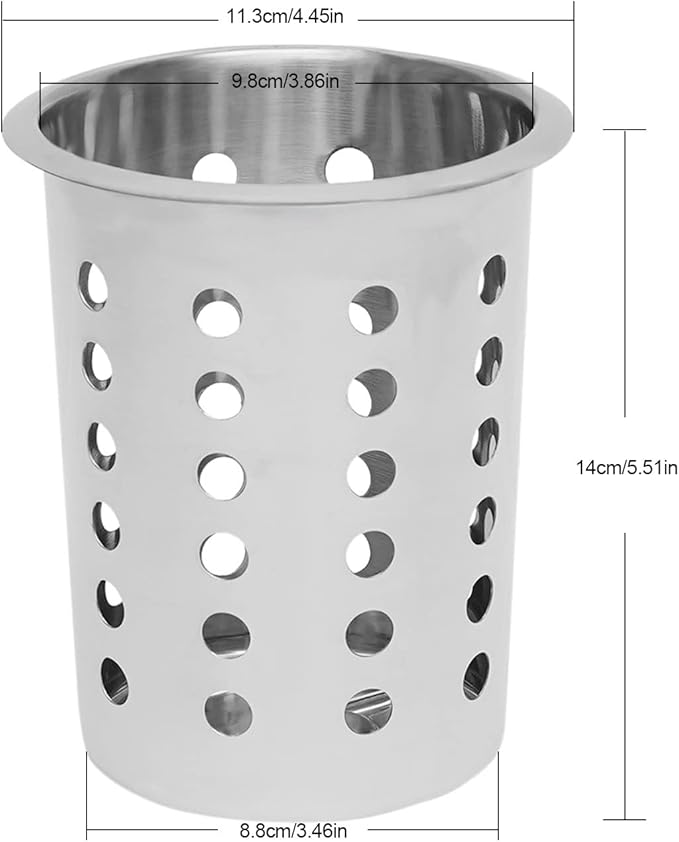 DYNAMI 6-Compartment Stainless Steel Utensil Holder,Commercial Perforated Silverware Holder,Cylinder Silverware Utensil Holder Flatware Organizer Countertop,for Restaurant Kitchen(6-Compartment)
