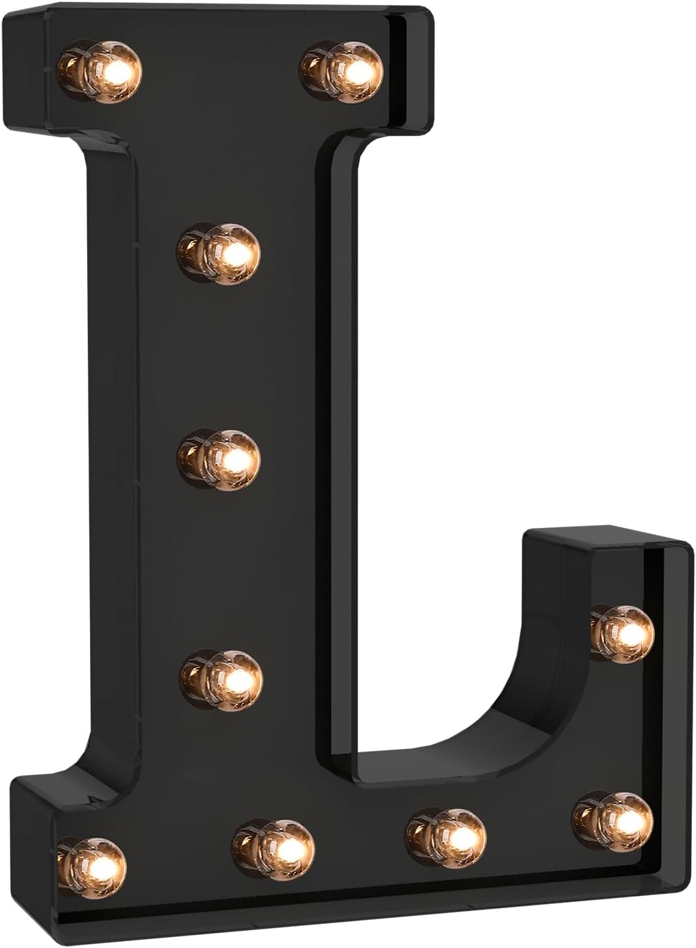 Foaky Black LED Letter Lights for Room Decor - Bedroom Wall Decor, Alphabet Lights for Home, Wedding, Party - Battery Operated （L）