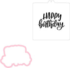 Cookie cutter and stencil set Baking stencils and cutters bundle DIY bakery decorating kit Cookie cutter with stencils Icing stencil and cookie cutter combo(Happy Birthday Set)