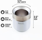 Matte 6.5 oz Yerba Mate Gourd and Bombilla Set - Includes DS Pro Box - BPA Free Yerba Mate Set Kit with Mate Straw, Elegant Design, Non-Slip Base (White)