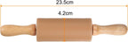 HARFINGTON Silicone Rolling Pins for Baking 9.25 Inch Non-Stick Silicone Surface Wooden Handle Rolling Pin Small Roller Playdough Rolling Pins for Fondant Kitchen Dough Pizza, Brown