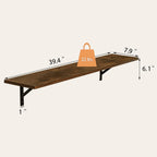 DINZI LVJ Long Wall Shelves, 39.4Inch Wall Mounted Shelves Set of 2, Easy-to-Install, Wall Storage Ledges with Sturdy Metal Brackets for Living Room, Bathroom, Bedroom, Kitchen, Rustic Brown