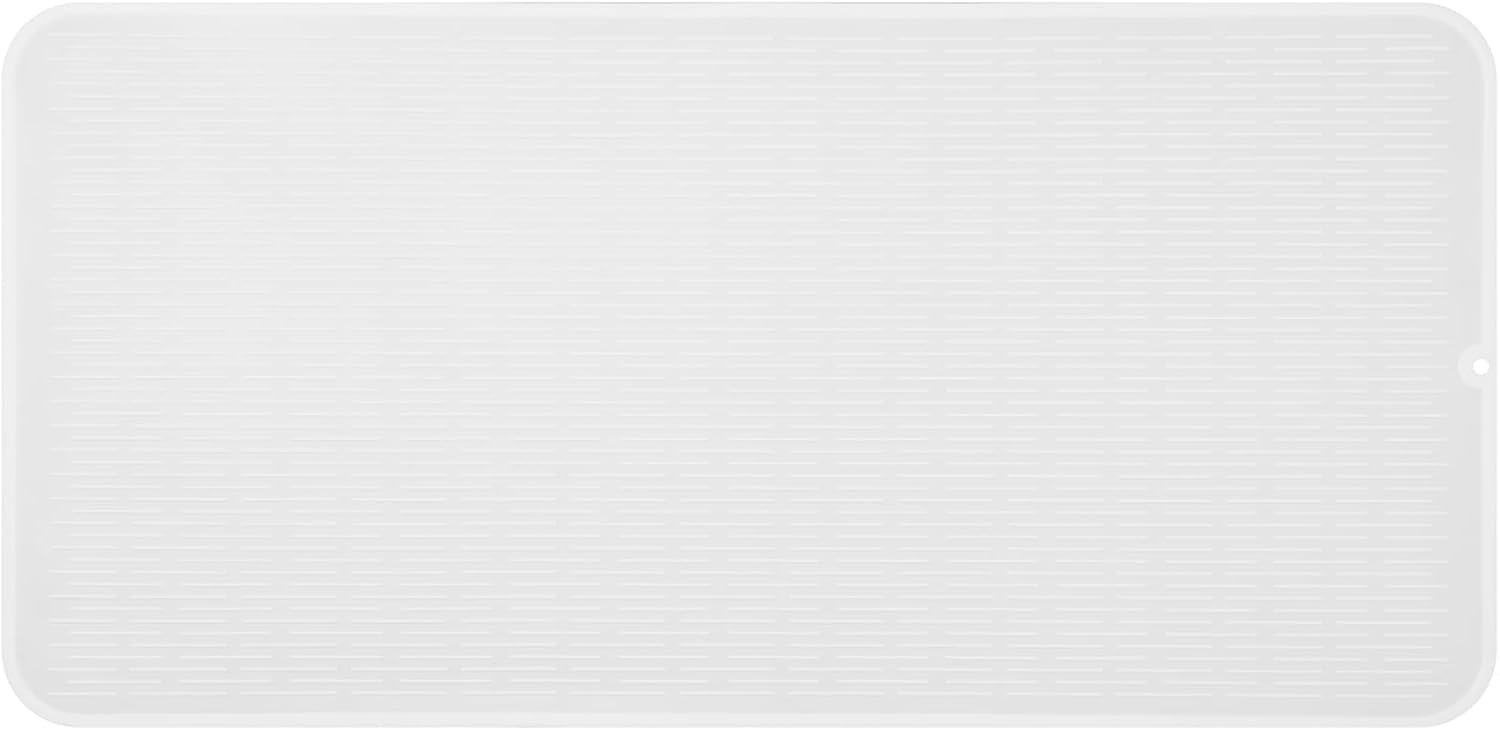 Silicone Dish Drying Mat for Multiple Usage,Easy clean,Eco-friendly,Heat-resistant Silicone Mat for Kitchen Counter or Sink,Refrigerator or Drawer Liner Translucent 5XL 36inches x 18inches