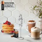 Zulay Kitchen Powerful Milk Frother Wand With 4 AA Duracell Batteries - Ultra Fast Handheld Drink Mixer - Electric Whisk Foam Maker for Coffee, Lattes, Cappuccino, Matcha & Creamer -