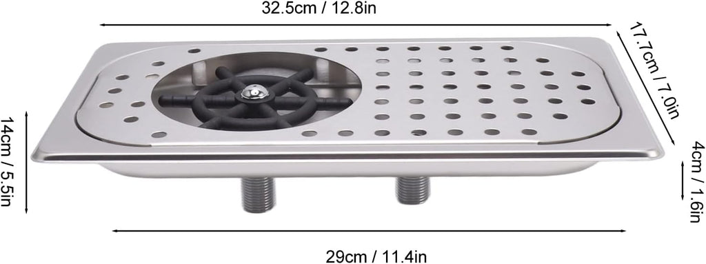 Glass Rinser Cup Washer 304 Stainless Steel Drain Drip Tray Hose Washing Equipment Coffee Shop Bar Glass Sink Rinser (Stainless Steel Color A)